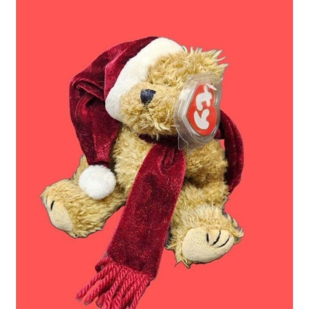Vintage Ty Attic Treasures JANGLE Christmas Bear Plush Jointed Santa 8"